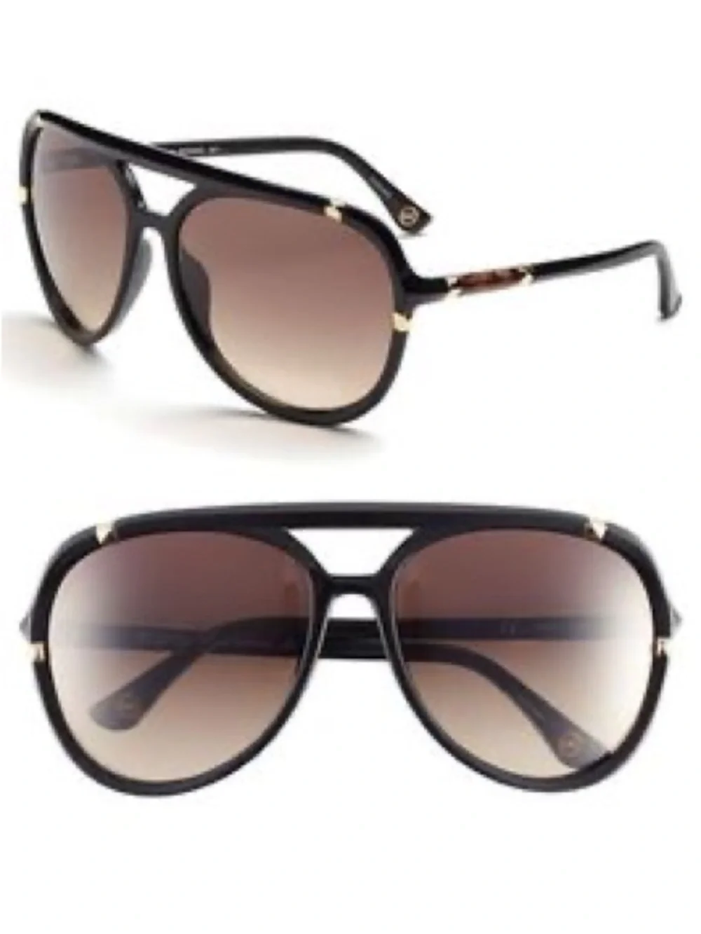 Michael Kors Brown and Gold with Brown Gradient Lenses Aviator Sunglasses